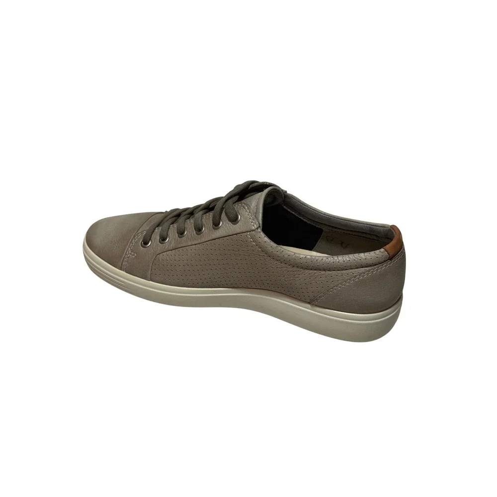 ECCO Soft 7 Womans Extra Wide Grey Leather Perforated Lace Up Sneakers Size 11.5